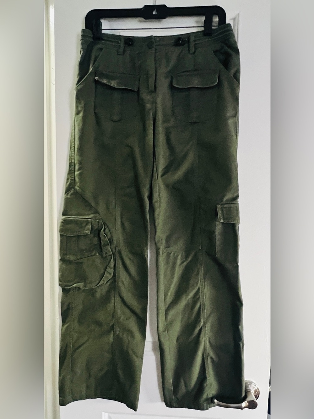 Brandy Melville Olive Green Cargo Pants Utility Pocket Wide Leg Y2K Streetwear